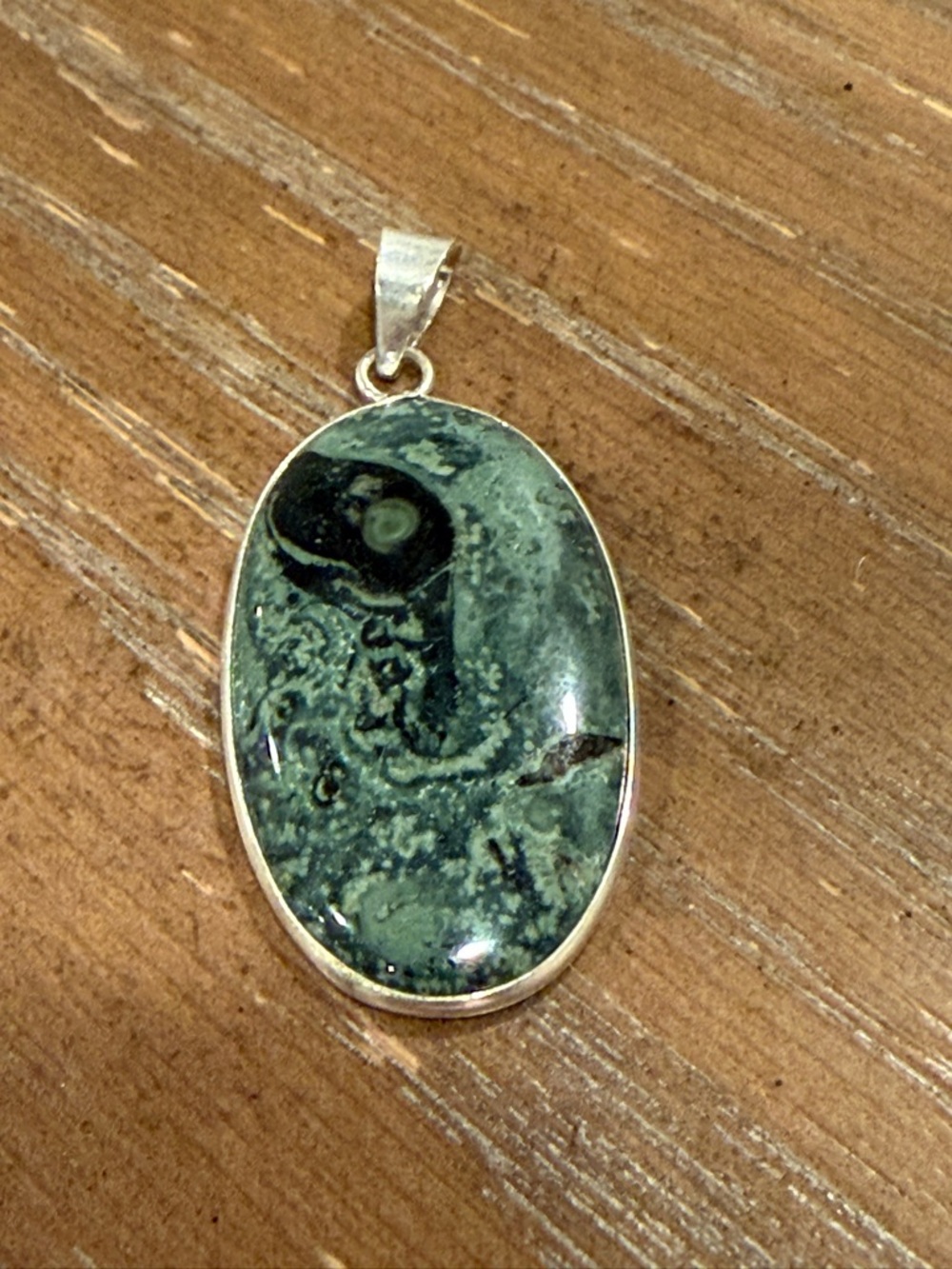Kambaba Jasper Pendant Silver Plated “Dinosaur” Pattern Galaxy Jasper Statement - Picture 4 of 5